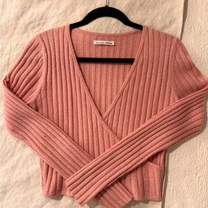 Reformation Pink V-Neck Sweater